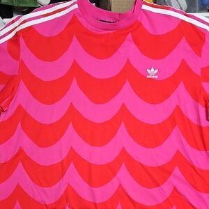 Adidas Pink and Red Wave Tee